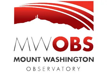 Logo of Mount Washington Observatory with red mountain silhouette and bold “MWOBS” lettering.