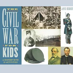 Civil War book cover with photos of soldiers, leaders, and a military cap.