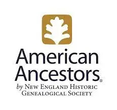 Logo of American Ancestors by the New England Historic Genealogical Society with an oak leaf symbol.