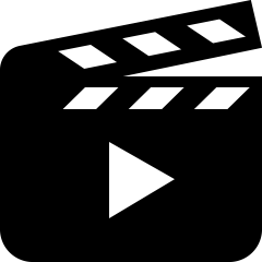 Clapperboard icon representing film or video content.